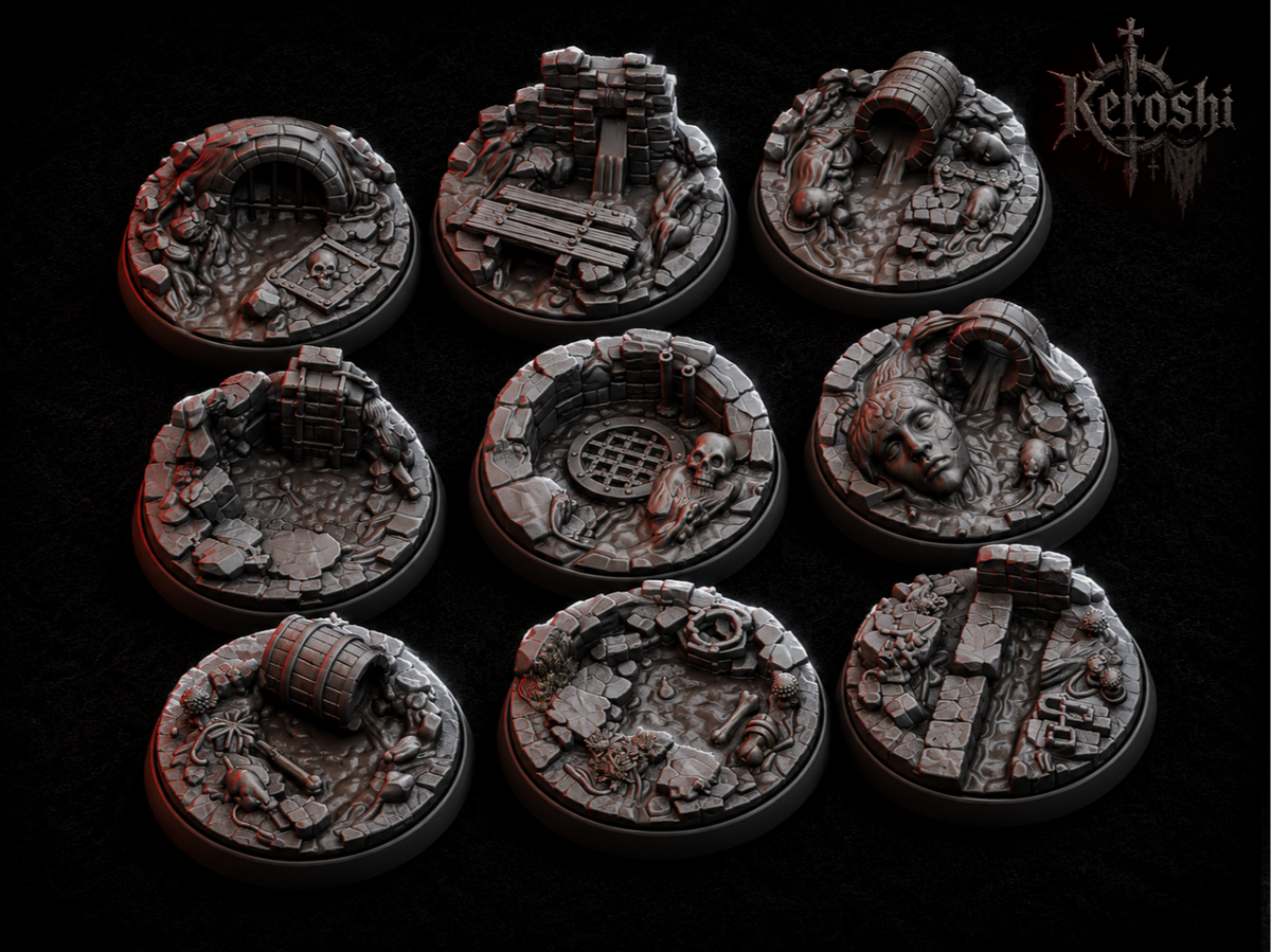 Canal bases pack, 32mm, unpainted resin