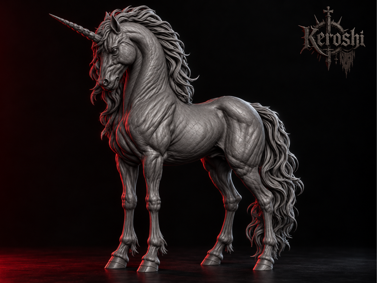 Unicorn miniature, 32mm, unpainted resin