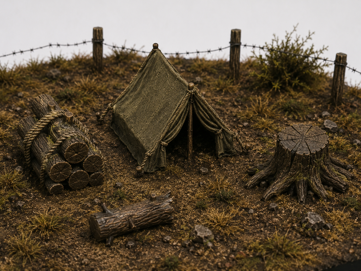 Lumberjack camp terrain, detail view