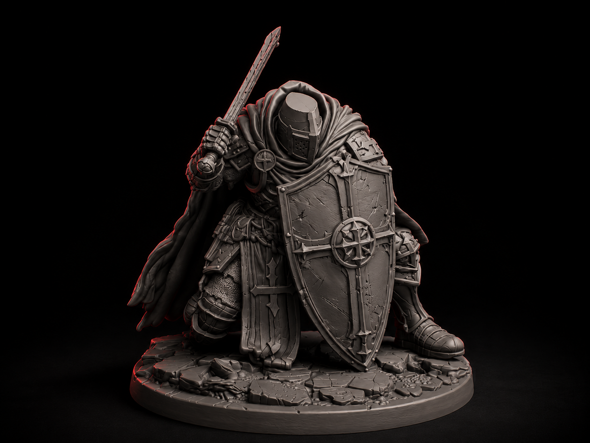 Paladin tank knight miniature, 32mm, unpainted resin