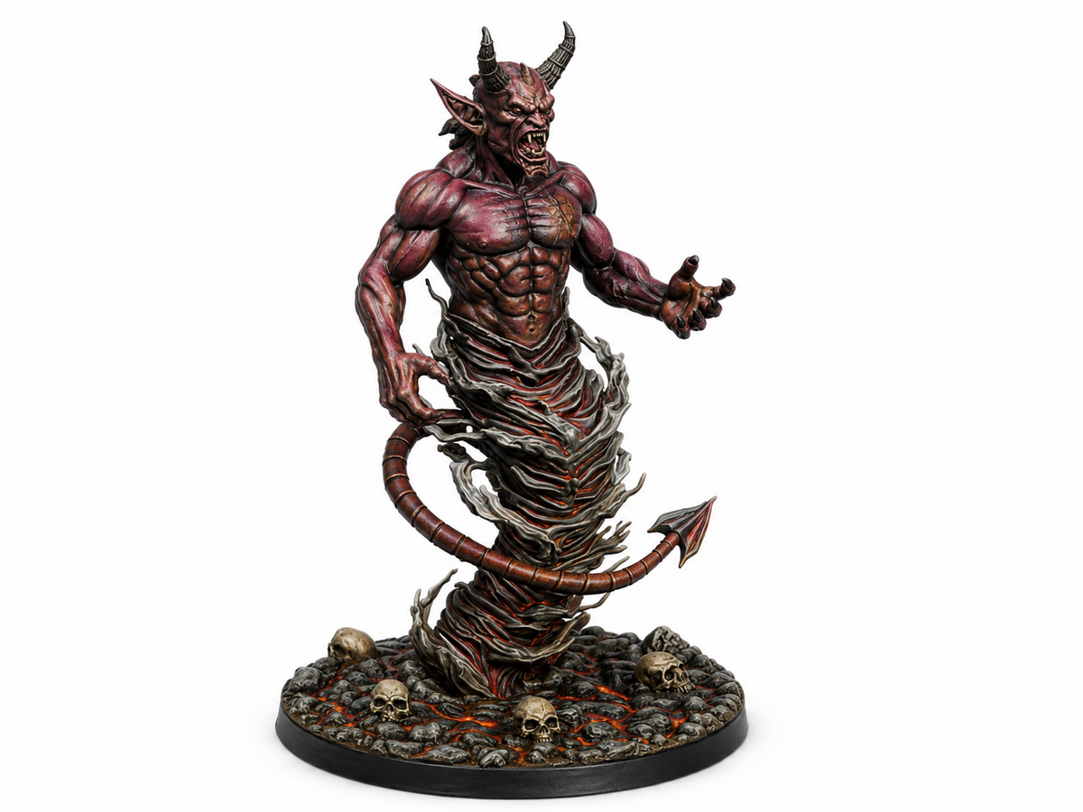 Fire demon djinn miniature, unpainted resin