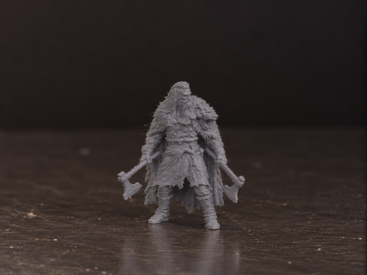 Viking barbarian warrior miniature, alternate view