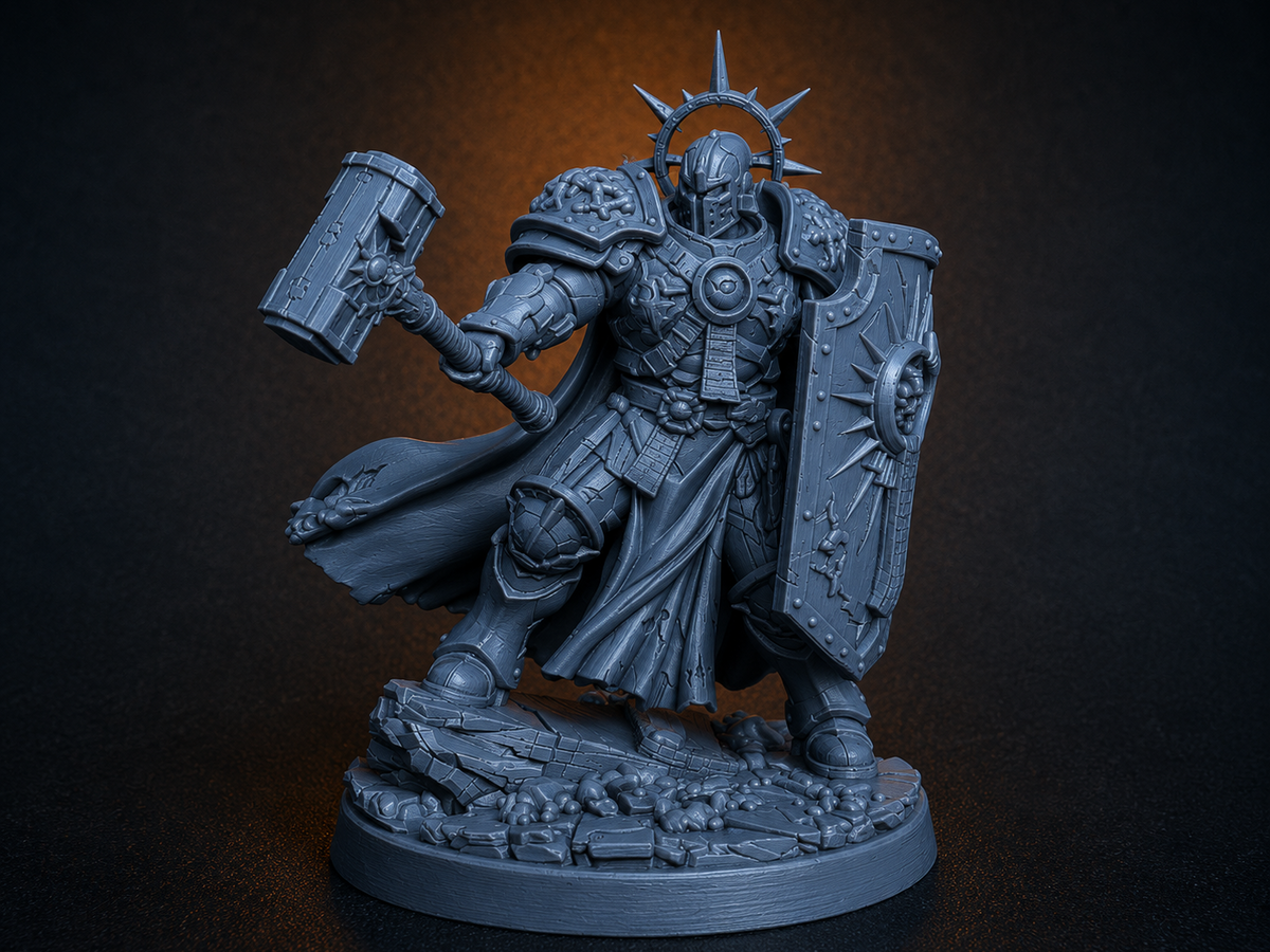 Paladin warrior tank miniature, unpainted resin