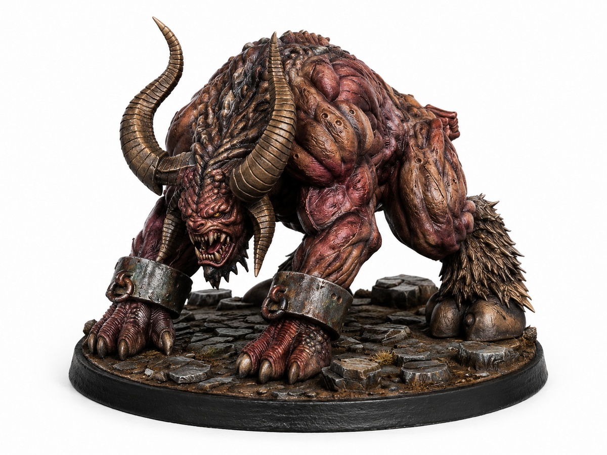 Fiery demon miniature, 60mm, unpainted resin