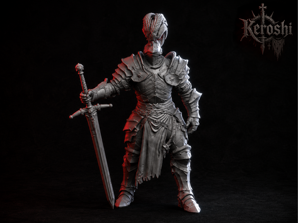 Noble knight miniature, 32mm, unpainted resin
