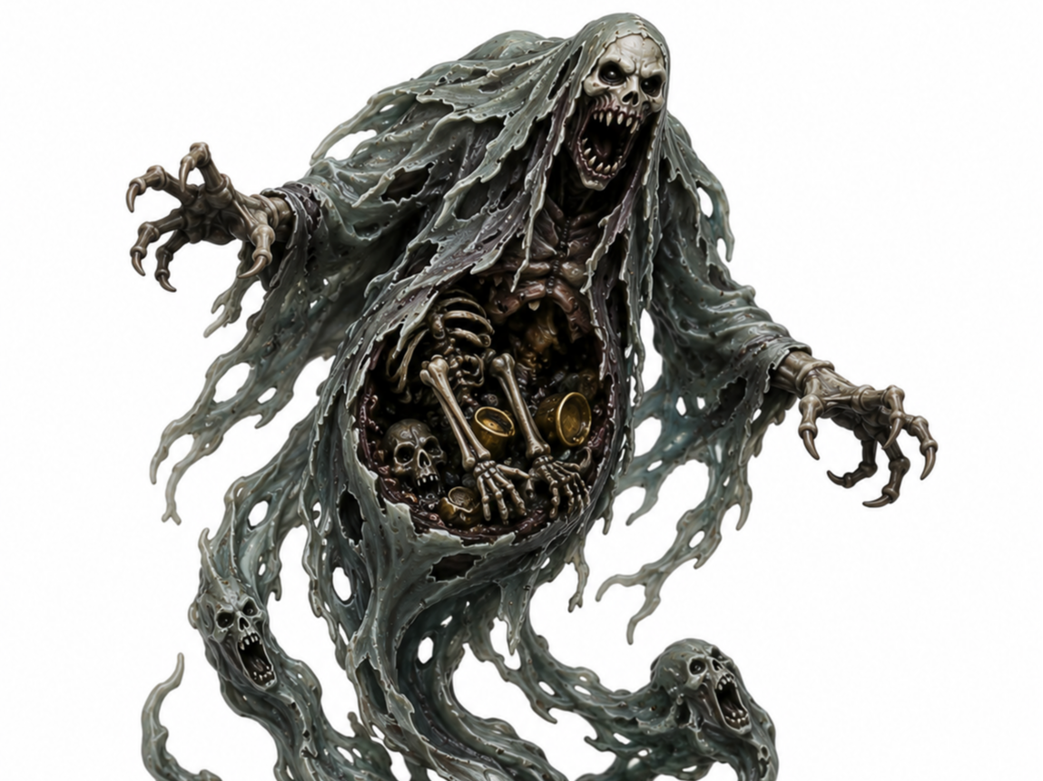 Ghostly wraith miniature, unpainted resin