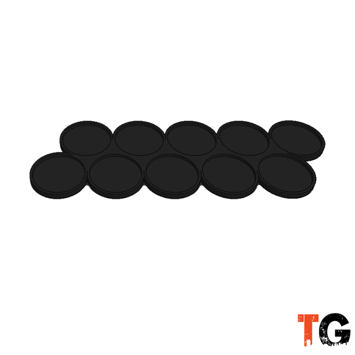 28mm movement tray with 10 slots for 28mm round bases in two straight rows of five, matte black
