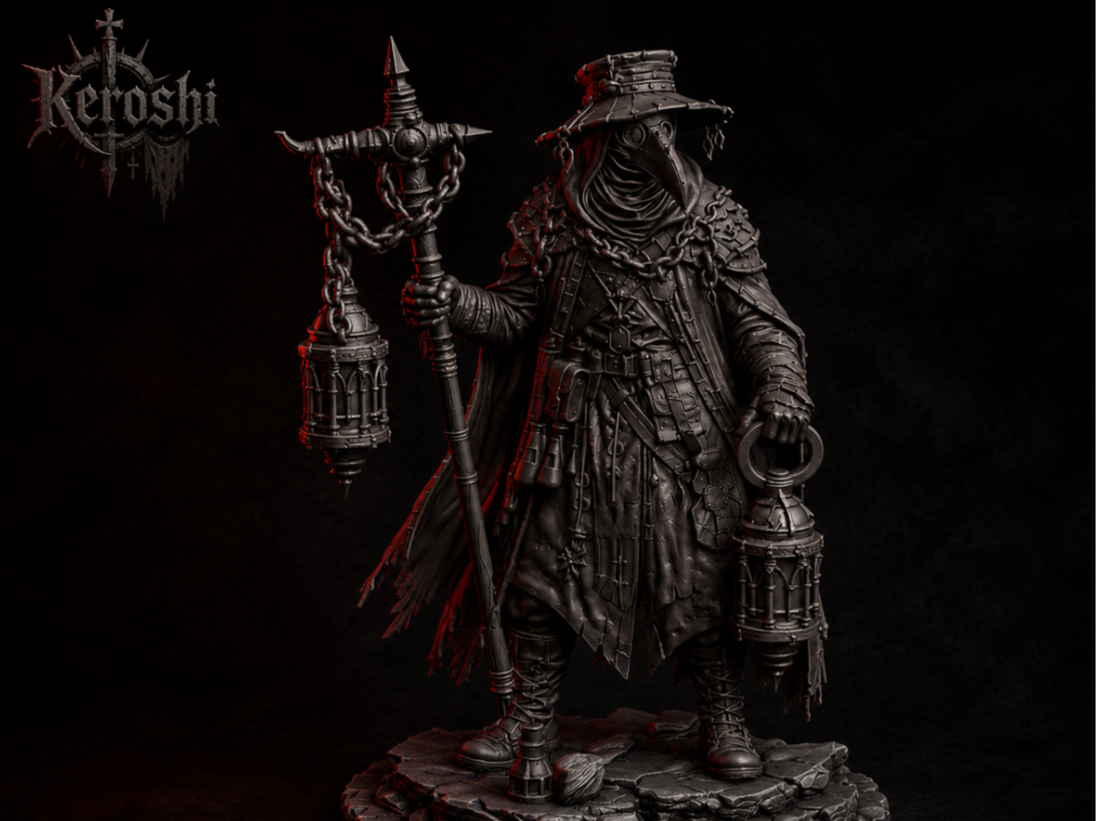 Plague doctor miniature, 32mm, unpainted resin