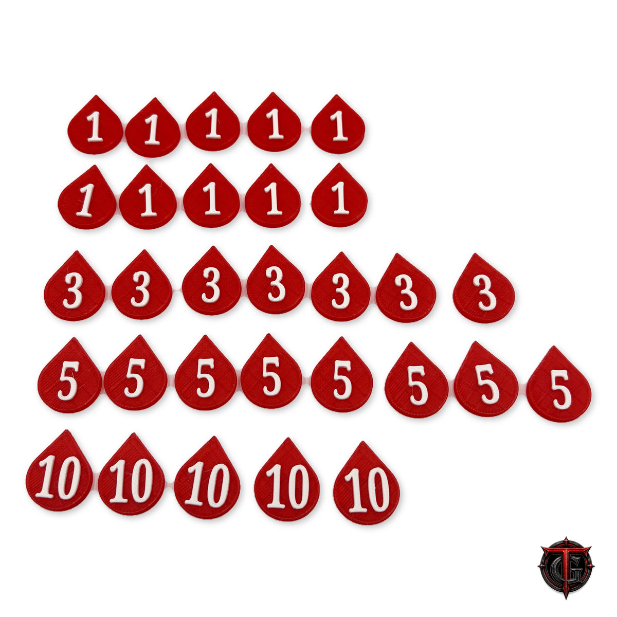 30pc Numbered Wound Token Set