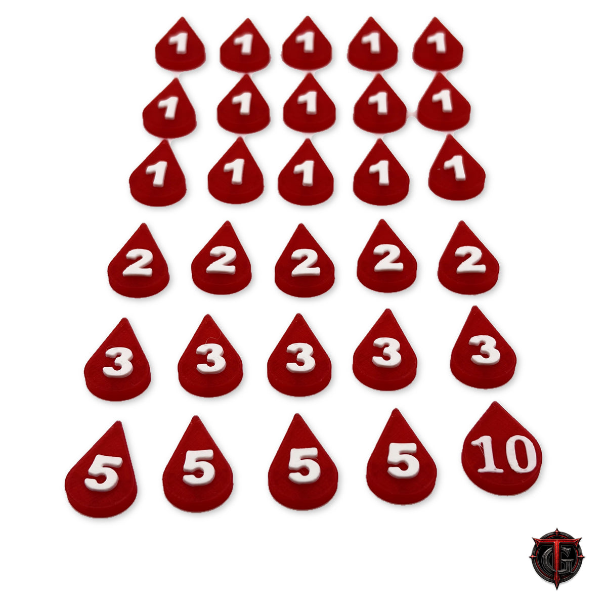 30pc Numbered Wound Token Set