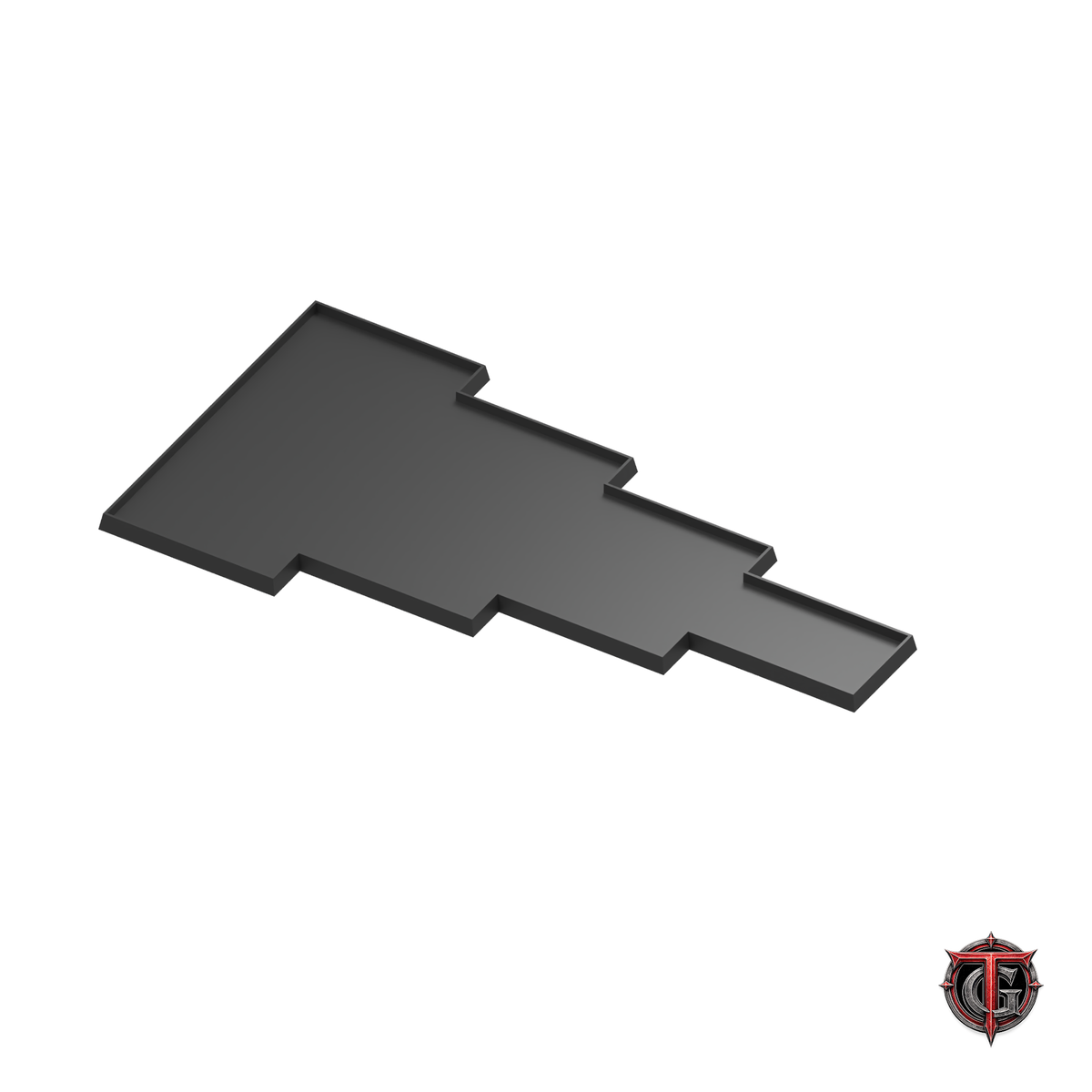 Black four-rank lance formation movement tray for ten 30 × 60 mm bases, on white with the Terrain Genesis logo.