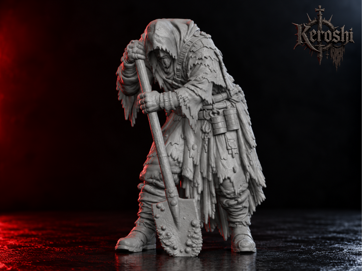 Graveyard keeper miniature, 32mm, unpainted resin