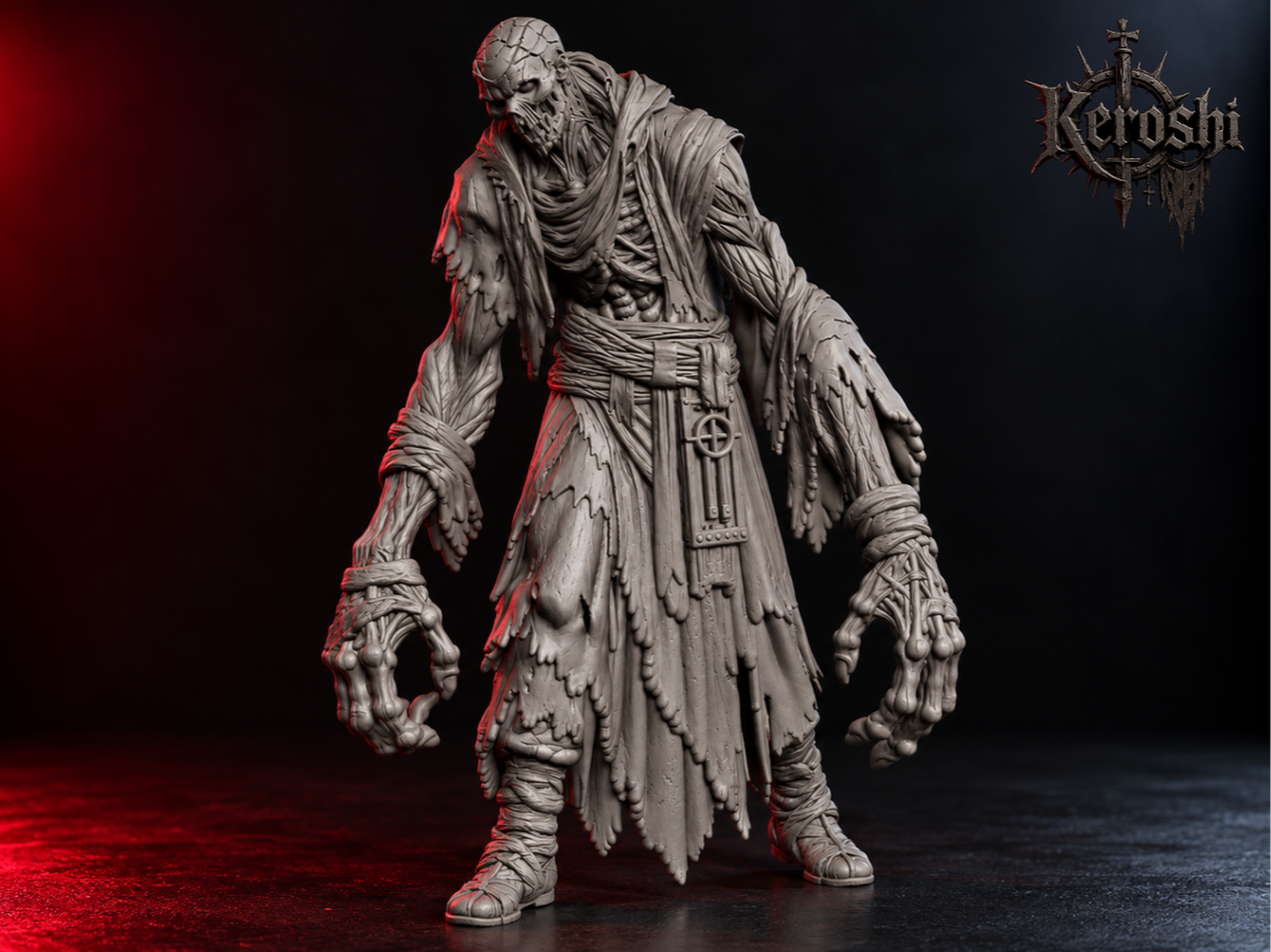 Tall zombie miniature, 32mm, unpainted resin