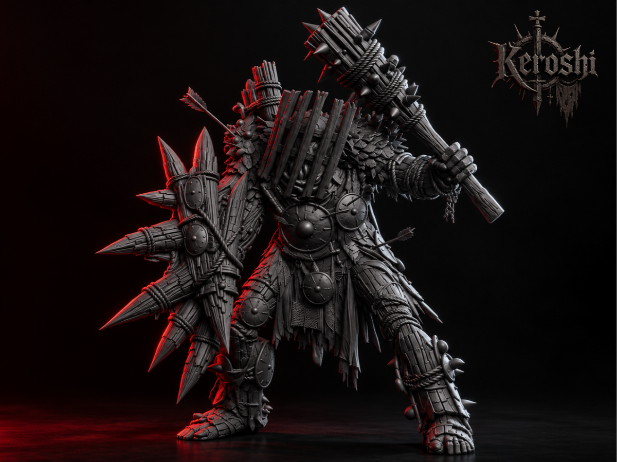 Battle scrap golem miniature, 50mm, unpainted resin