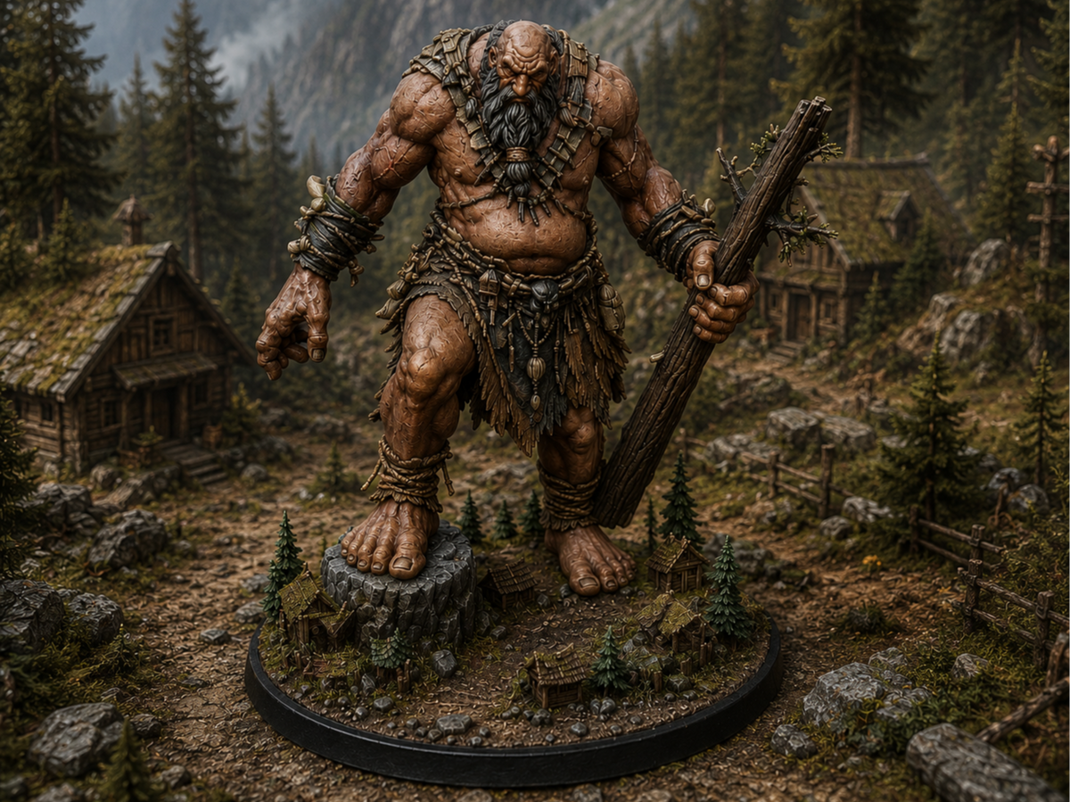 Giant with tree miniature, unpainted resin