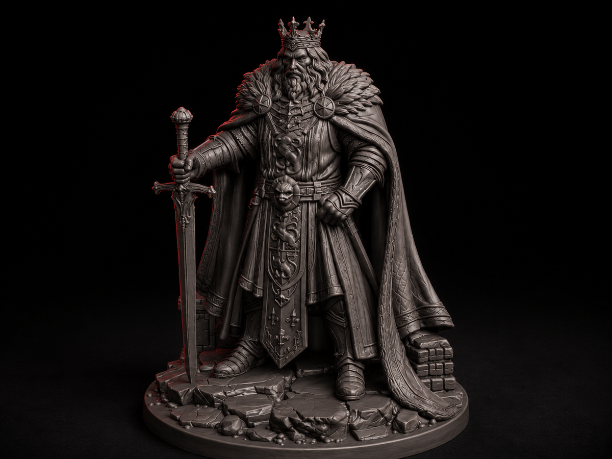 Medieval king miniature, 32mm, unpainted resin