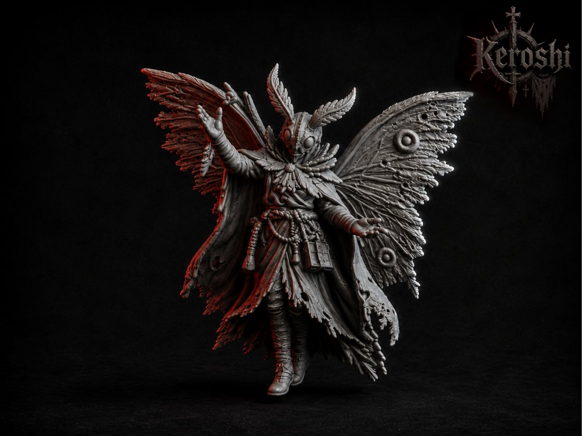 Mothman miniature, 32mm, unpainted resin
