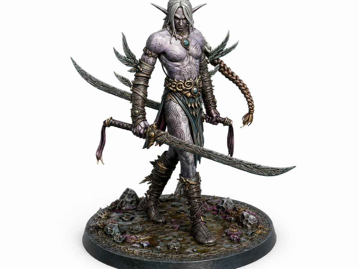 Sword wind dancer miniature, 32mm, unpainted resin