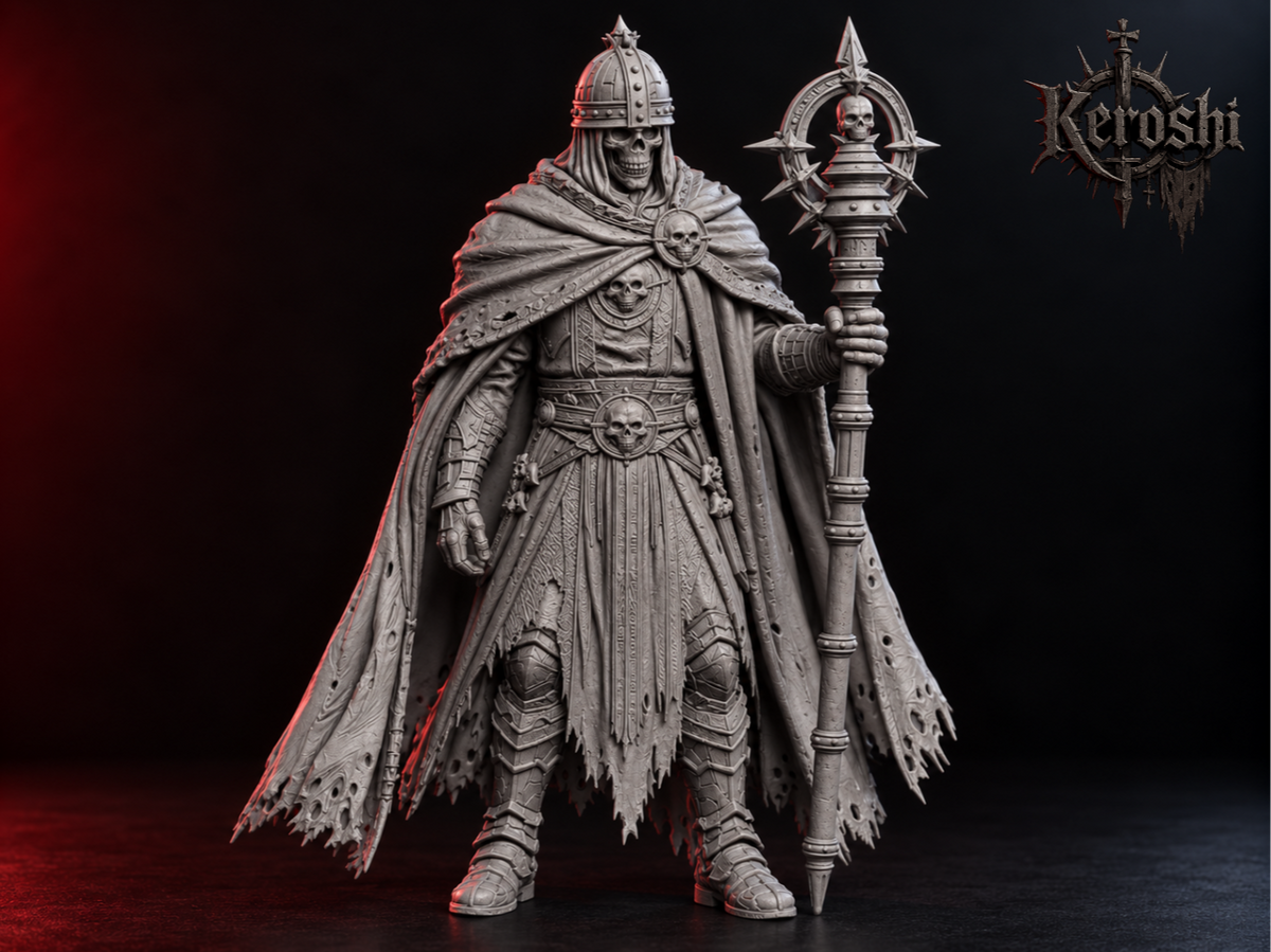 Lich mage miniature, 32mm, unpainted resin