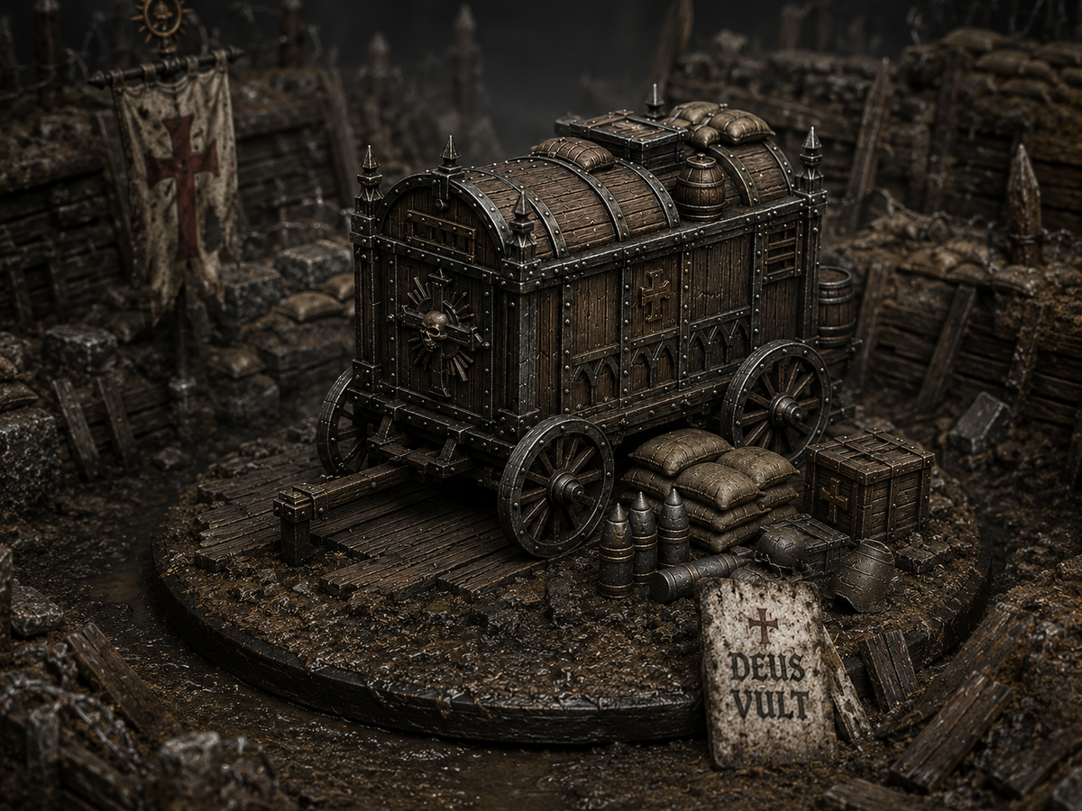 Medieval wagon terrain, 32mm, unpainted resin