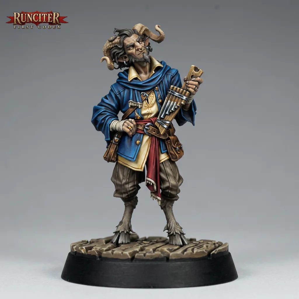 Faelan of the Whispering Peaks · Male Satyr Bard