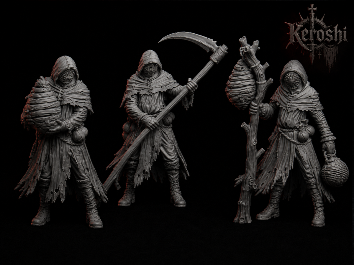 Medieval beekeeper pack, 32mm, unpainted resin