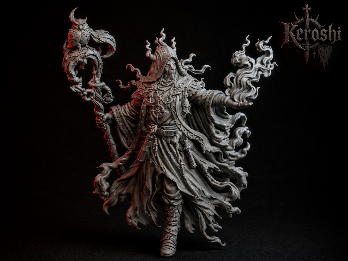 Nature's mage miniature, 32mm, unpainted resin