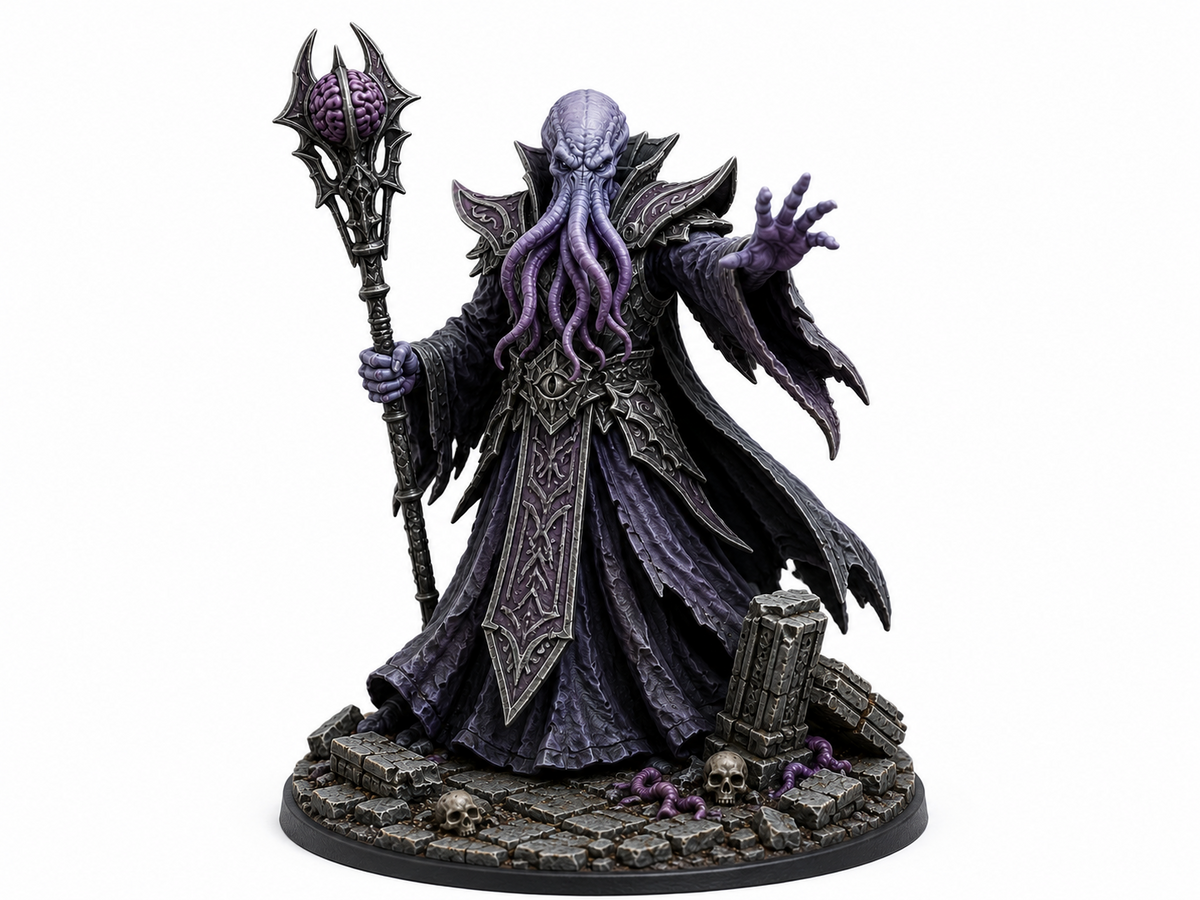 Tentacled psion horror miniature, unpainted resin