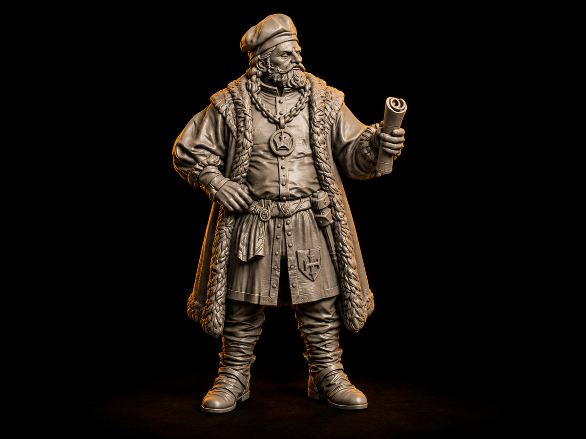 Village head miniature, 32mm, unpainted resin