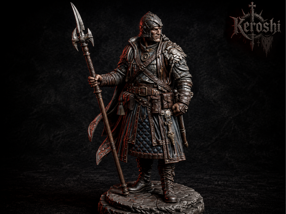 Town guardsman miniature, 32mm, unpainted resin
