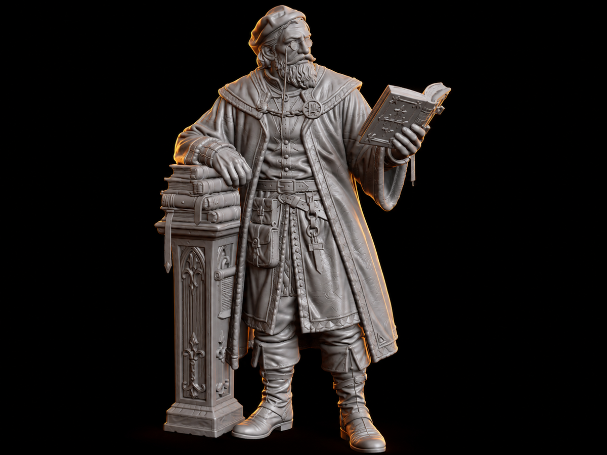 Librarian miniature, 32mm, unpainted resin
