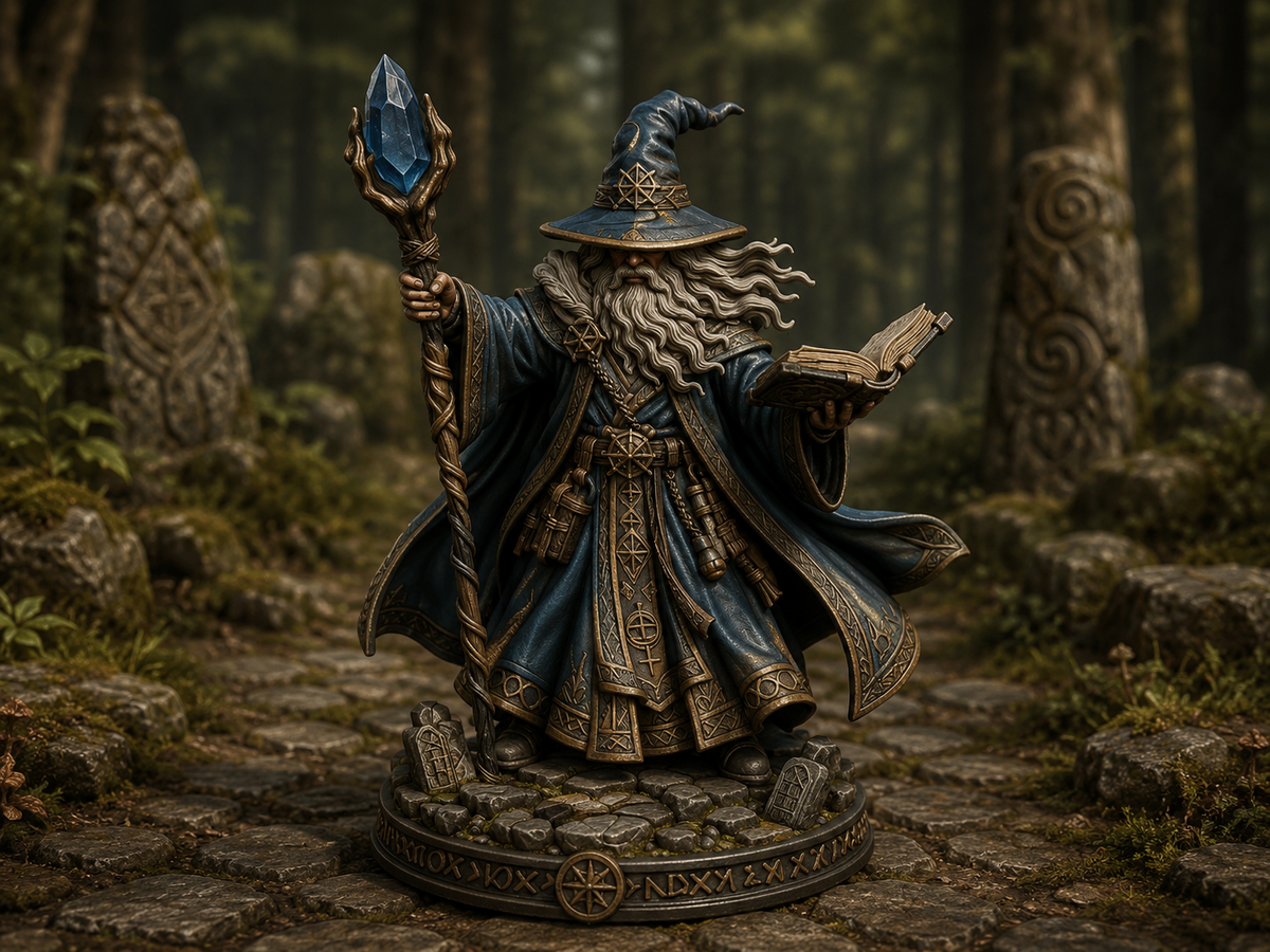 Mage wizard miniature, unpainted resin