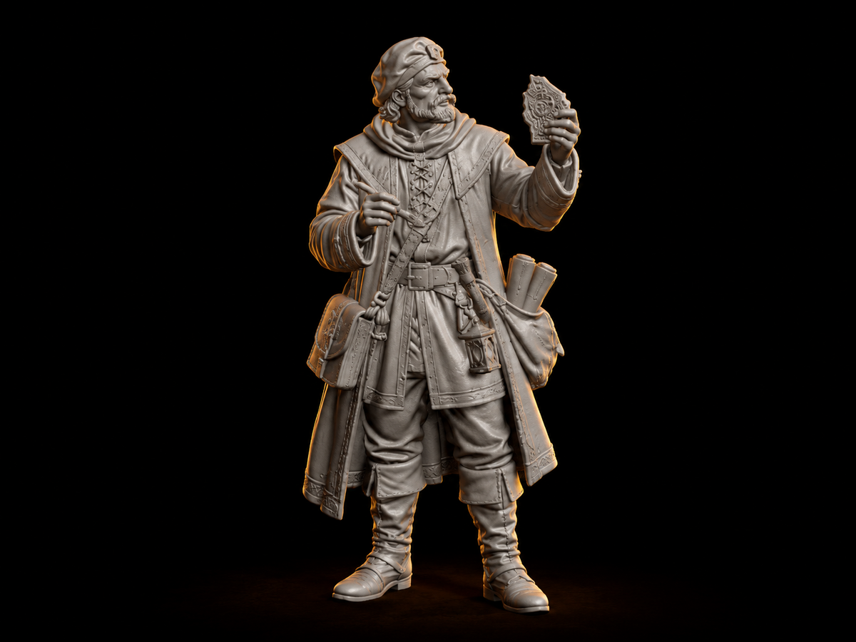 Archaeologist miniature, 32mm, unpainted resin