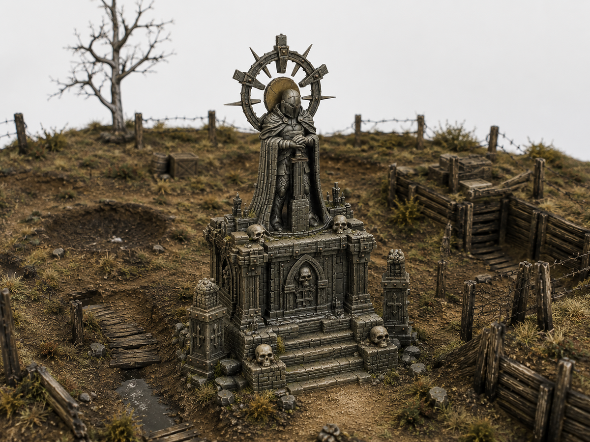 Hero statue terrain, 32mm, unpainted resin