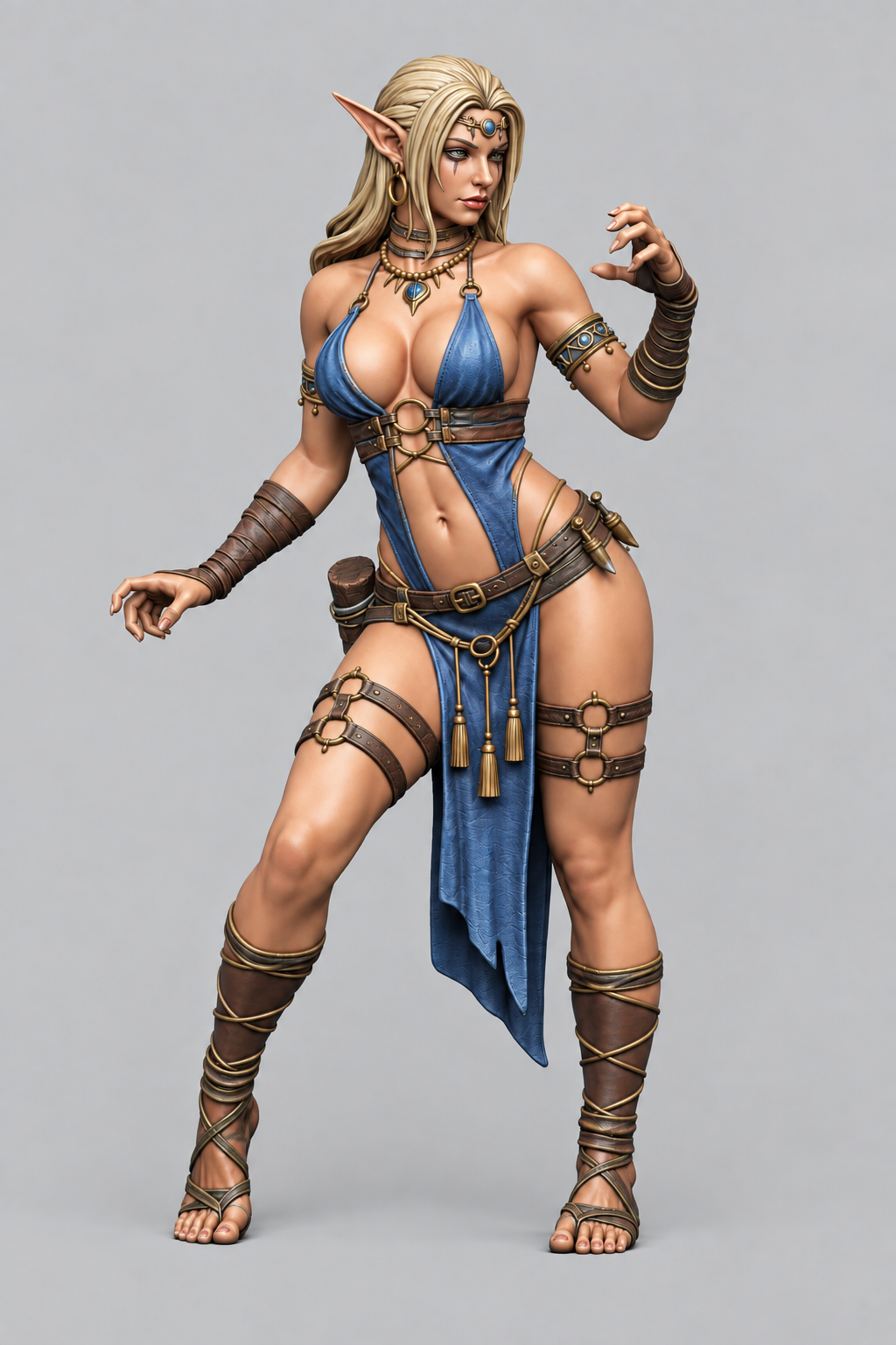 Painted elven companion miniature, front view