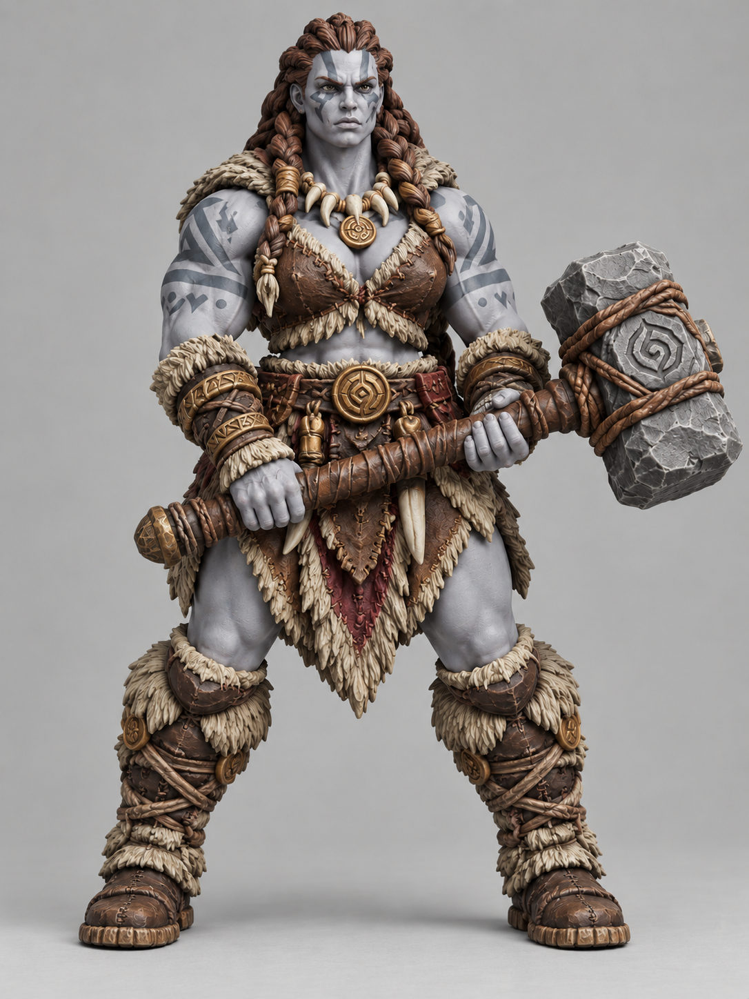 Painted goliath barbarian miniature, front view