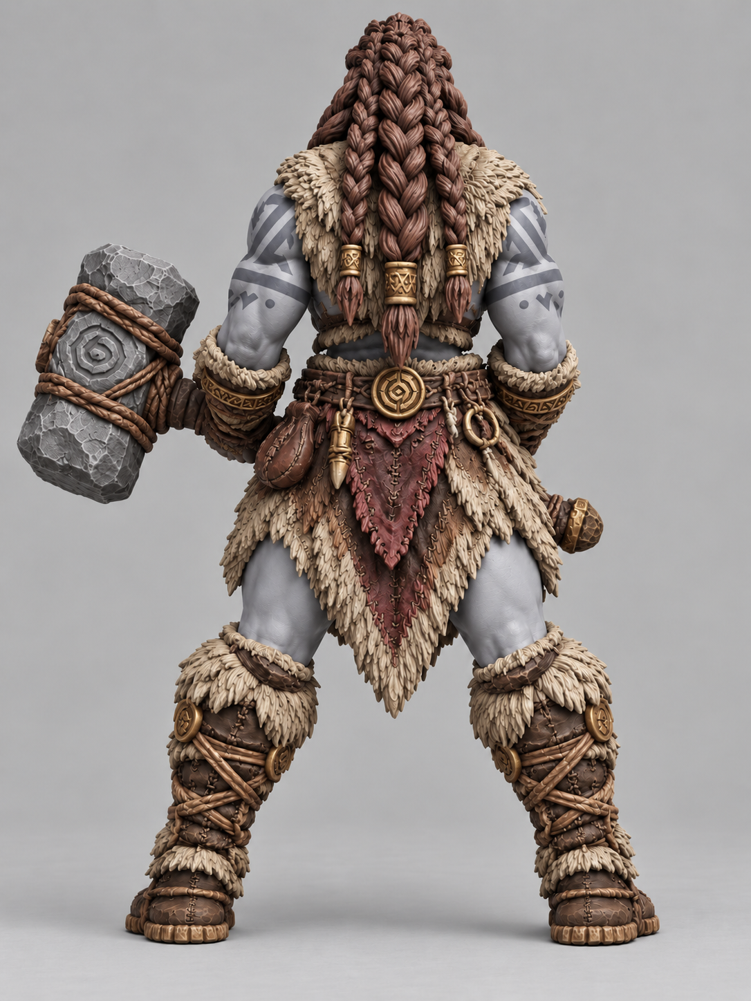 Painted goliath barbarian miniature, rear view
