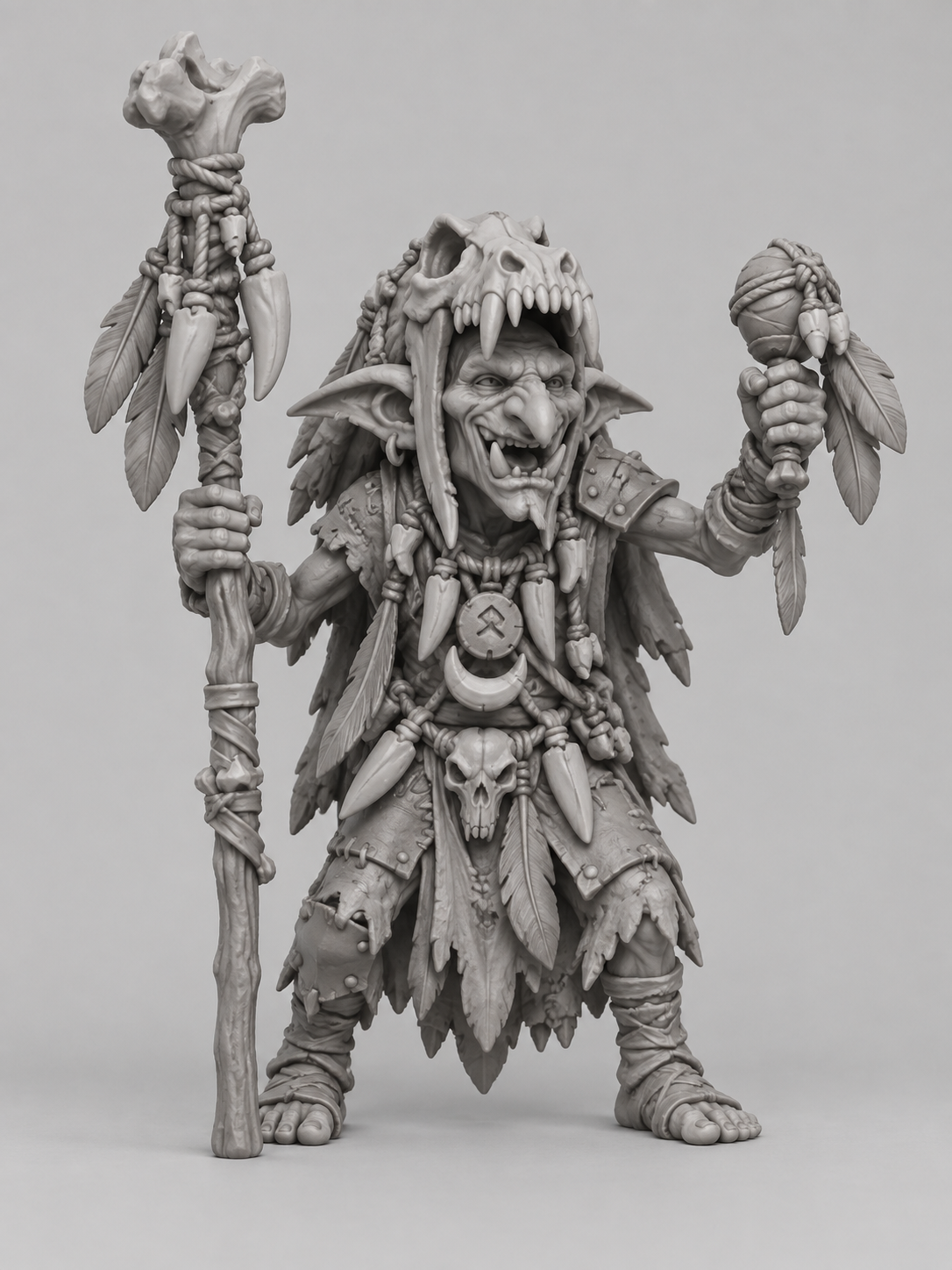 Original approved gray Goblin Shaman 3 sculpt reference.