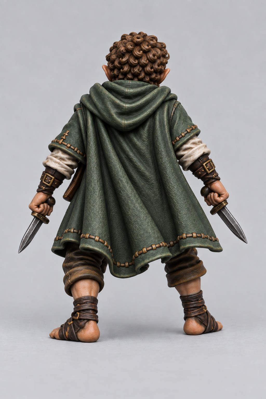 Painted halfling rogue miniature, rear view