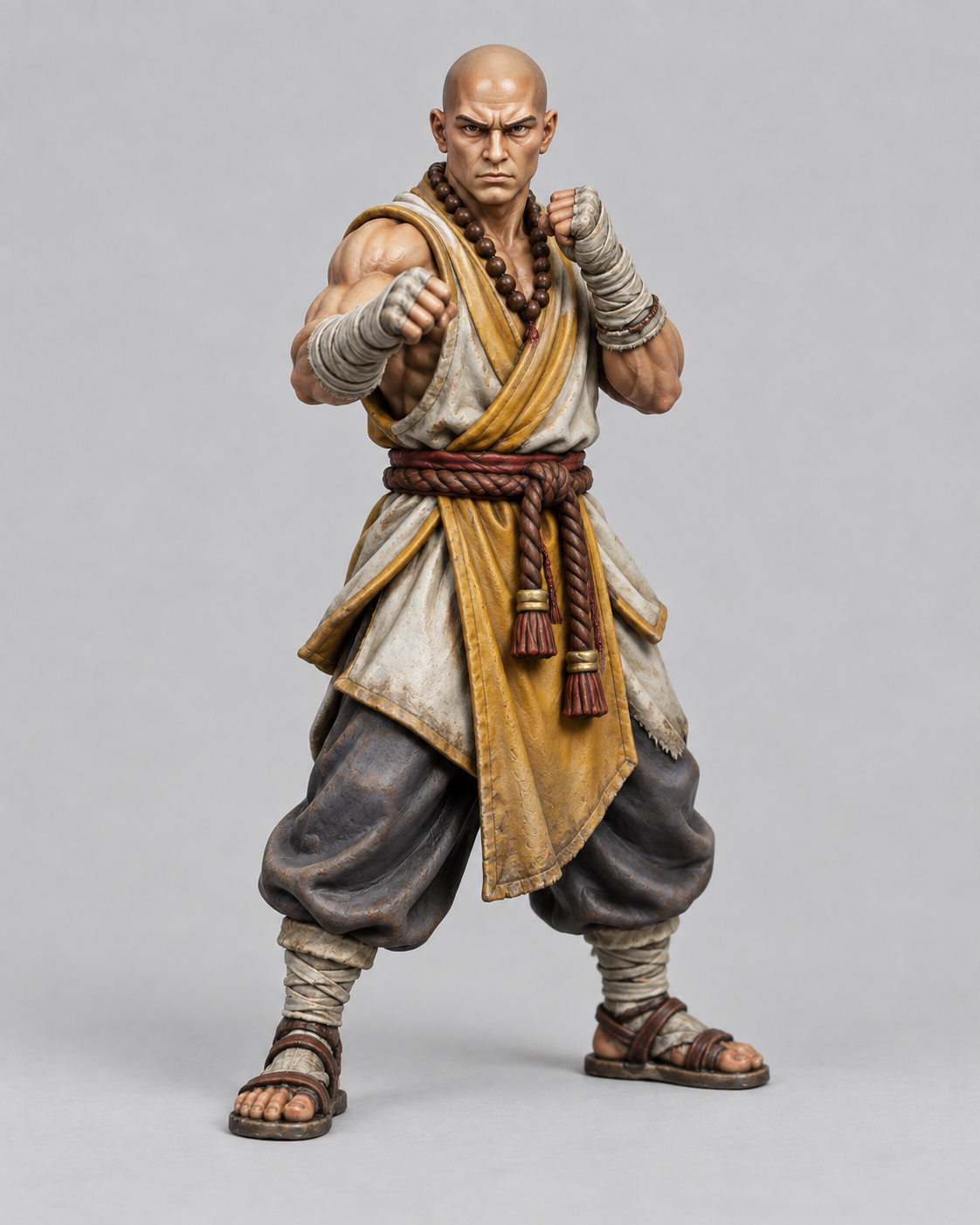 Painted human monk miniature, front view