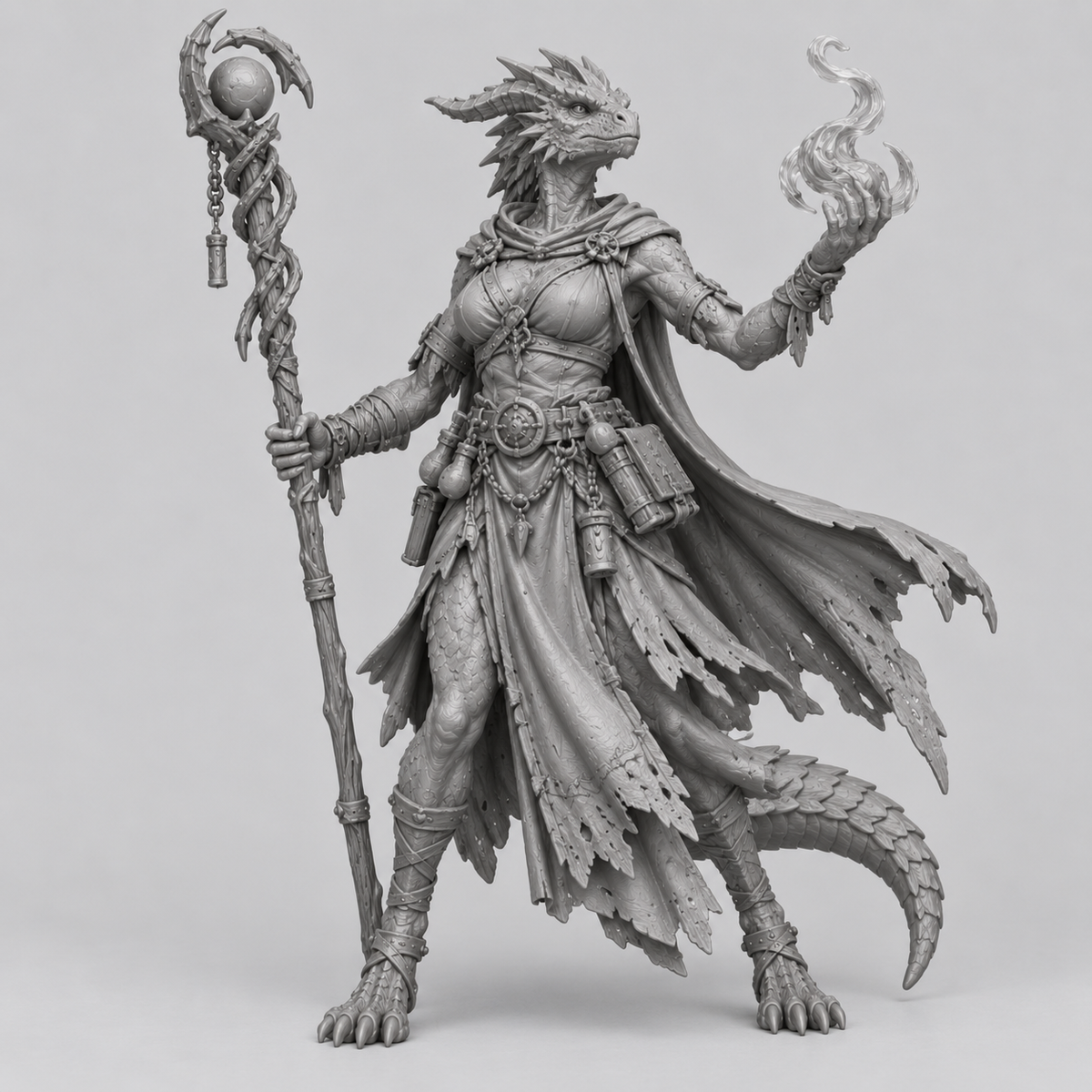 Perra, Female Dragonborn Sorceror - Gray Reference