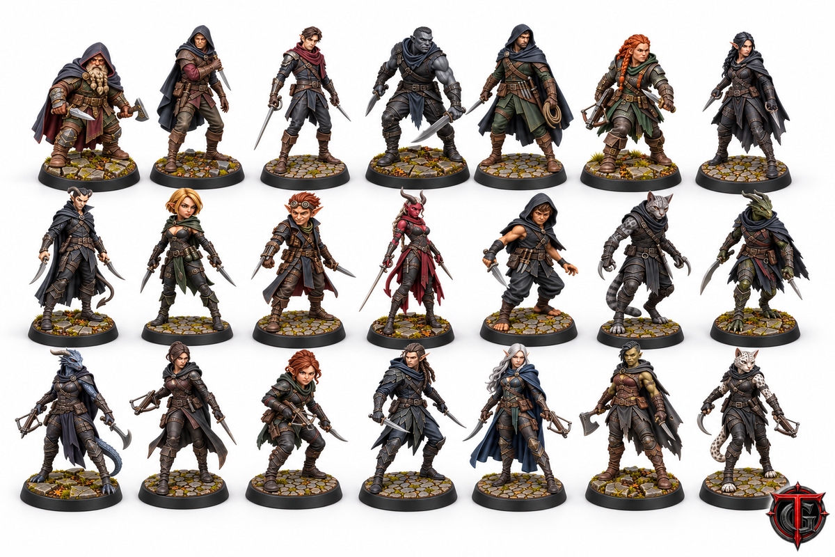 The Assassin's Guild – 21 painted Terrain Genesis assassin miniatures