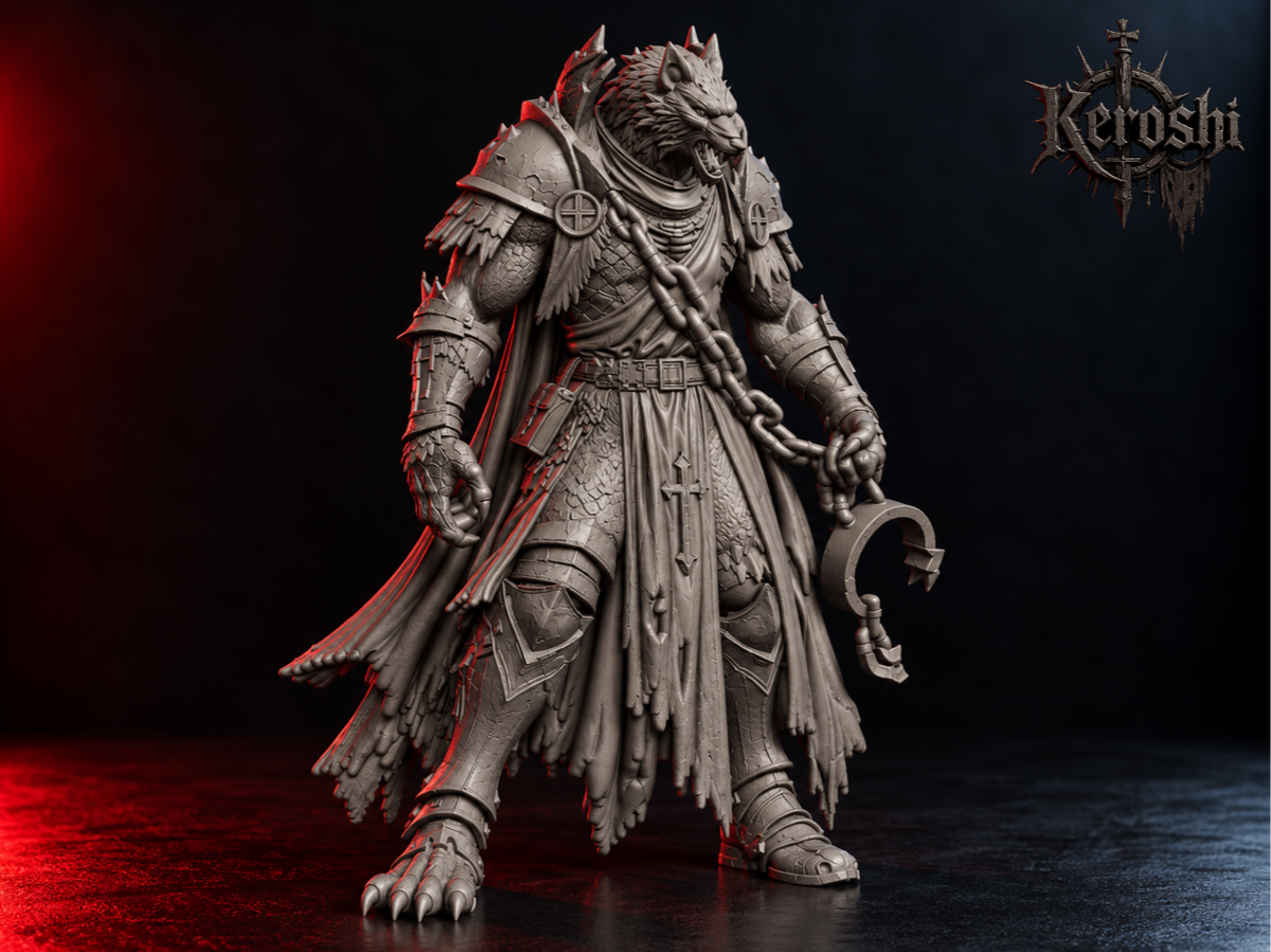 Werewolf miniature, 32mm, unpainted resin