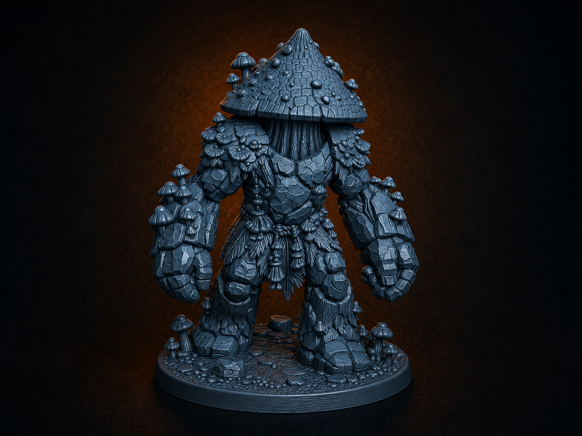 Mushroom golem miniature, unpainted resin