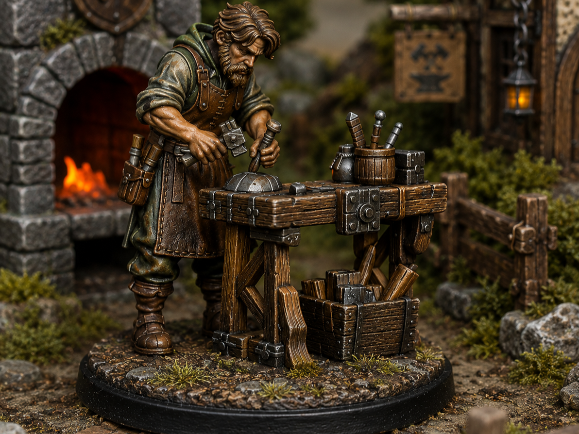 Craftsman townsfolk miniature, unpainted resin