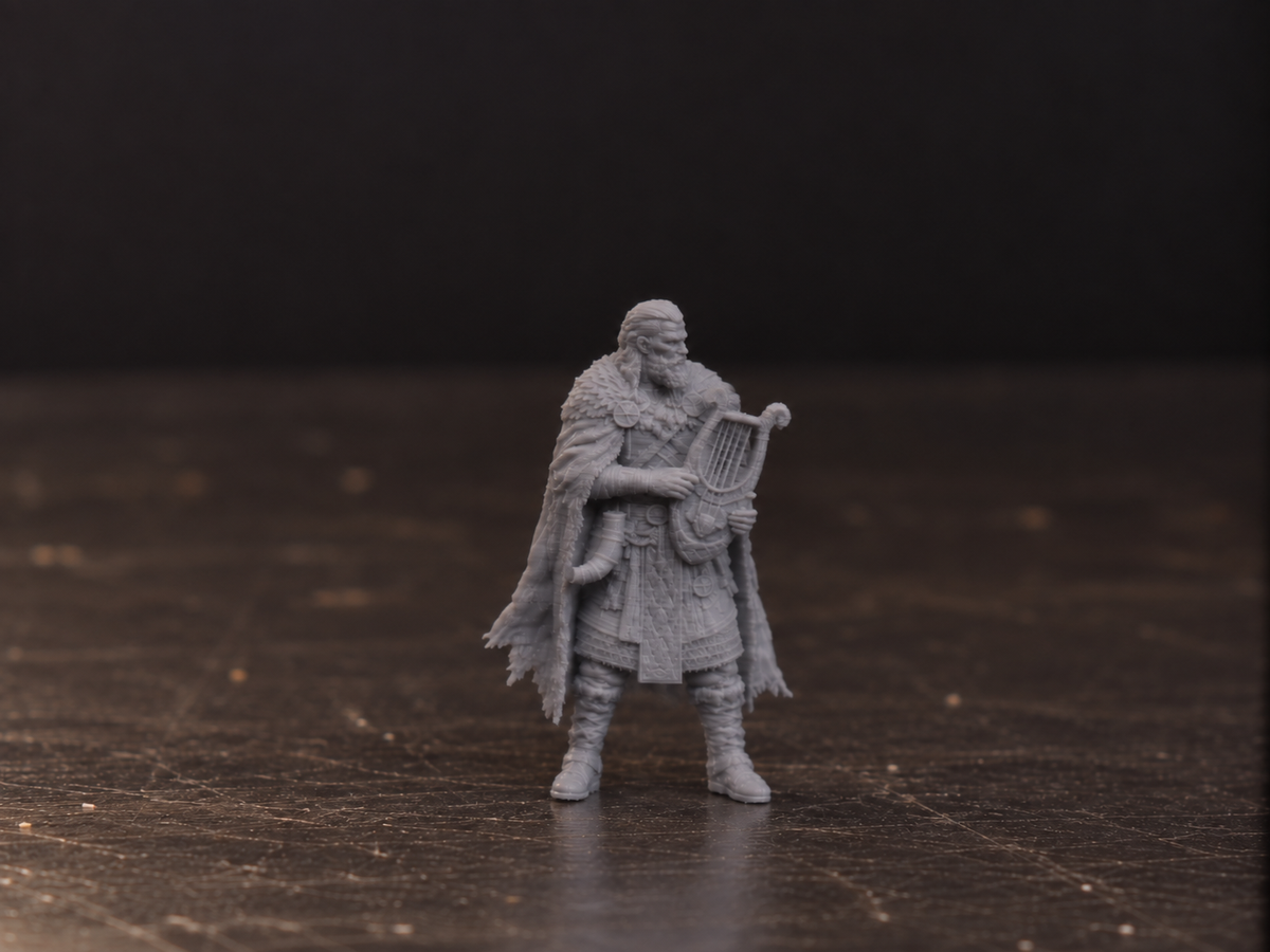 Viking harpist miniature, alternate view