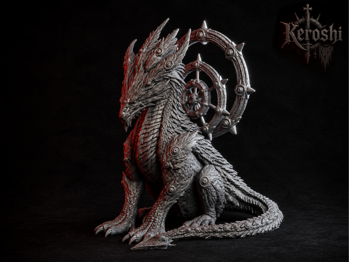Dragon angel figurine, 80mm, unpainted resin