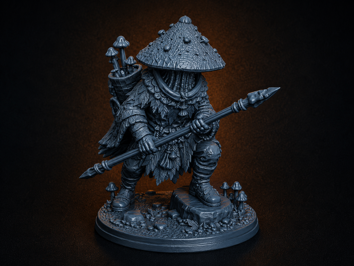 Mushroom man hunter miniature, unpainted resin