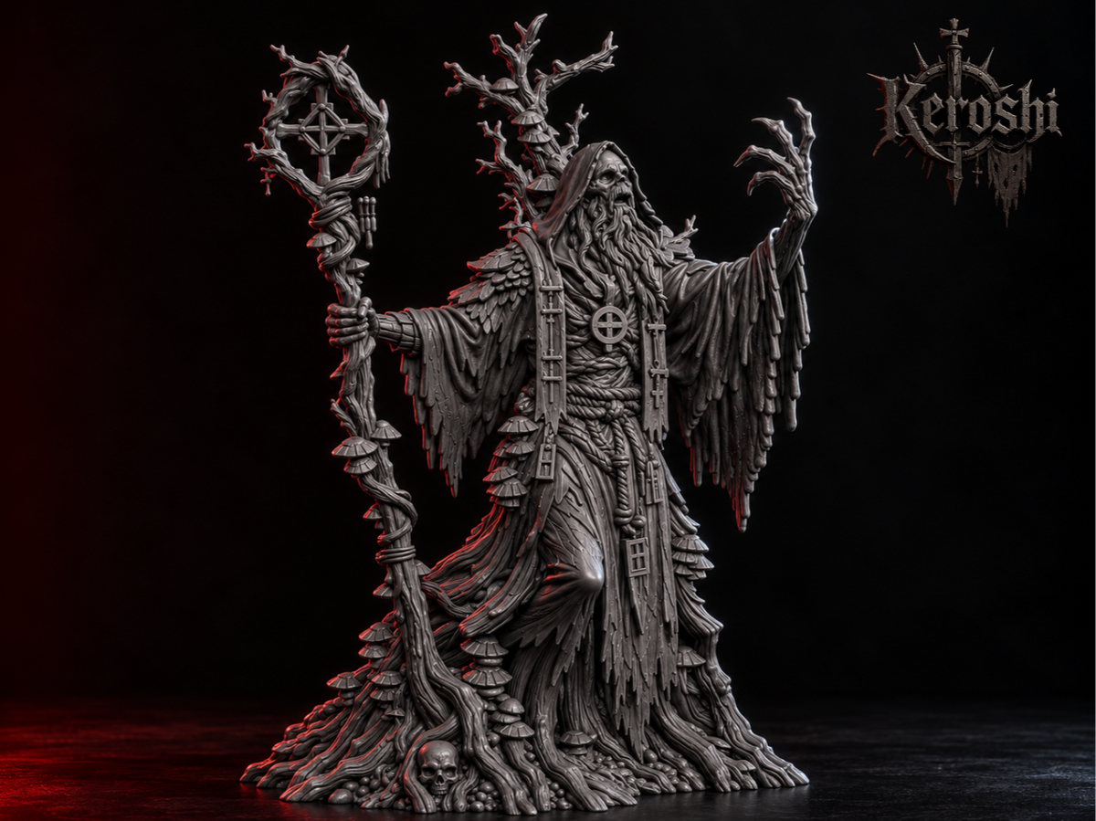 Cursed mage miniature, 32mm, unpainted resin