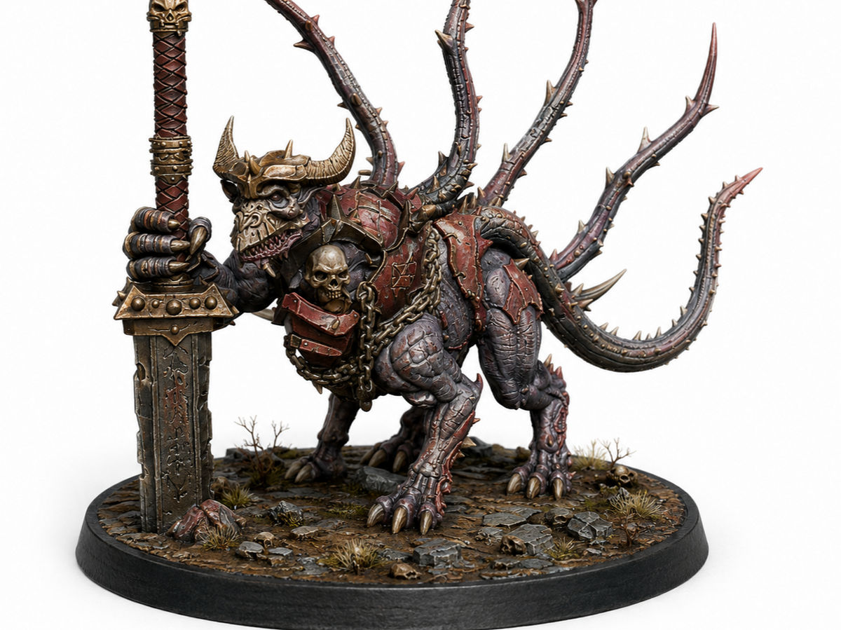 Sworded fiend miniature, 70mm, unpainted resin